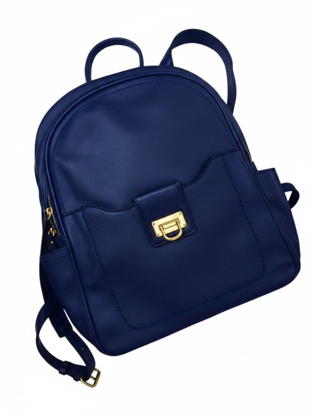 Rosetti Navy Faux Leather Laptop Backpack Work Travel Bag w/ Gold Hardware Chic - Picture 4 of 14